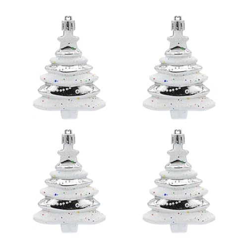 Uxsjakjsd 8x6cm 4er Pack Weihnachtskugeln Sonderform Christbaumschmuck Requisiten Geschenk Kunststoff Bemalt Weihnachtsbaum Silber von Uxsjakjsd