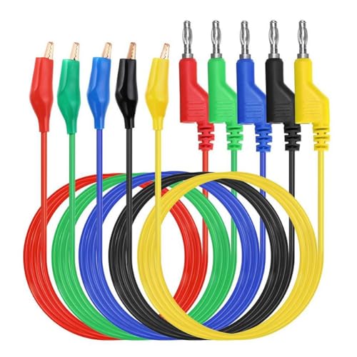 Uxsjakjsd Bananenstecker auf Krokodilklemmen, Messleitungen, 5 Farben, Weich, Flexibel, Elektrische Kabel für Elektrische Multimeter-Prüfungen von Uxsjakjsd