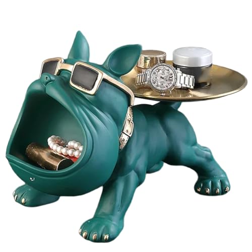 Uxsjakjsd Bulldog Candy Dissin Tablett Statue, Schlüsselhalterschale für Wohnkulturfiguren für Büroschreibtisch Grün Grün Uxsjakjsd Bulldog Candy Dissin Tablett Statue, Schlüsselhalterschale für Wohnkulturfiguren für Büroschreibtisch Grün Grün von Uxsjakjsd