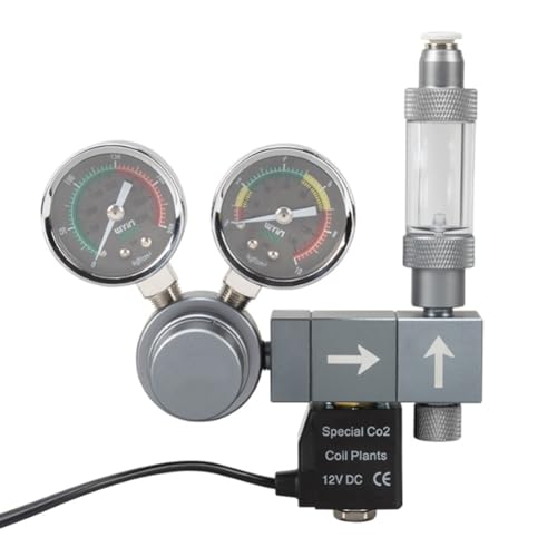 Uxsjakjsd CO2 -Regler Dual -Meter -Magnetventil Schnellstopfenschaumschaum -Recorder -Steuerungssystem Fischtank CO2 Druckreduzierungsventil W21.8 EU -Stecker von Uxsjakjsd