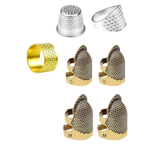 Uxsjakjsd Fingerhut-Set - 7-Teiliges Näh-Fingerhüte zum Handnähen, Fingerschutz Aus Metall, Fingerhutring zum Quilten und Sticken von Uxsjakjsd