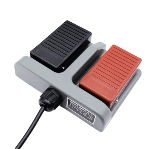 Uxsjakjsd Fußschalter MDFS-65 Doppel-Fußpedalschalter Selbstrückstellend mit Kabel 3A/220VAC von Uxsjakjsd