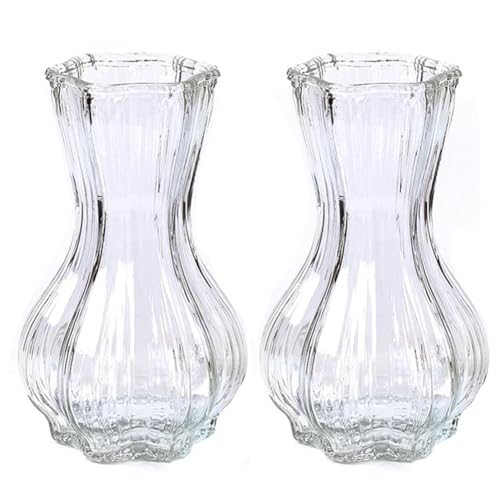 Uxsjakjsd Glasvase Set Von 2 mit Geripptem Design für Wohnkultur, Wohnzimmer, Hochzeitstisch Mittelstücke für Blumen Uxsjakjsd Glasvase Set Von 2 mit Geripptem Design für Wohnkultur, Wohnzimmer, Hochzeitstisch Mittelstücke für Blumen von Uxsjakjsd