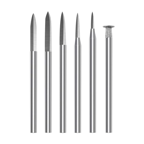 Uxsjakjsd Holzschnitzbohrer-Set 6Pcs Gravierbohrer Zubehör Bit Holzschnitz-Kit für Rotationswerkzeug, zum Schnitzen und Gravieren von Uxsjakjsd