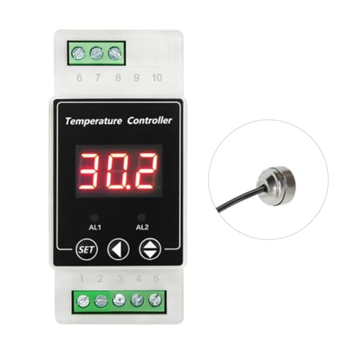 Uxsjakjsd LED-Schienenthermostat Professioneller Digitaler Temperaturregler AC220V 2-Wege-Relais-Temperaturalarm-Controller Magnetsonde Uxsjakjsd LED-Schienenthermostat Professioneller Digitaler Temperaturregler AC220V 2-Wege-Relais-Temperaturalarm-Controller Magnetsonde von Uxsjakjsd