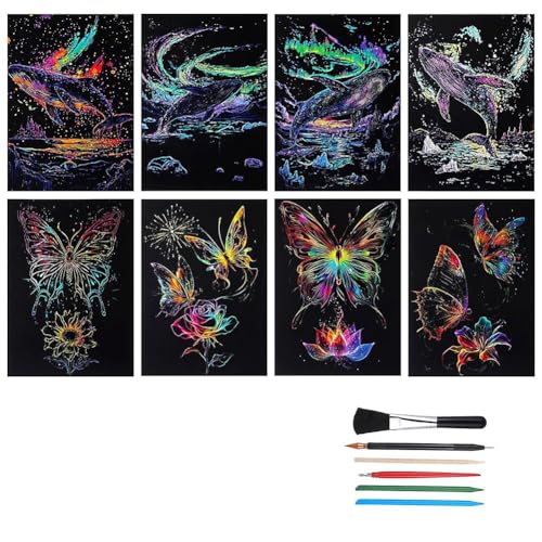 Uxsjakjsd Leuchten im Dunklen Kratzpapier 8 Blech Noctilucent Regenbogenmalerei Papier Gravur Landschaft Kratzer mit 4 Werkzeugen Uxsjakjsd Leuchten im Dunklen Kratzpapier 8 Blech Noctilucent Regenbogenmalerei Papier Gravur Landschaft Kratzer mit 4 Werkzeugen von Uxsjakjsd