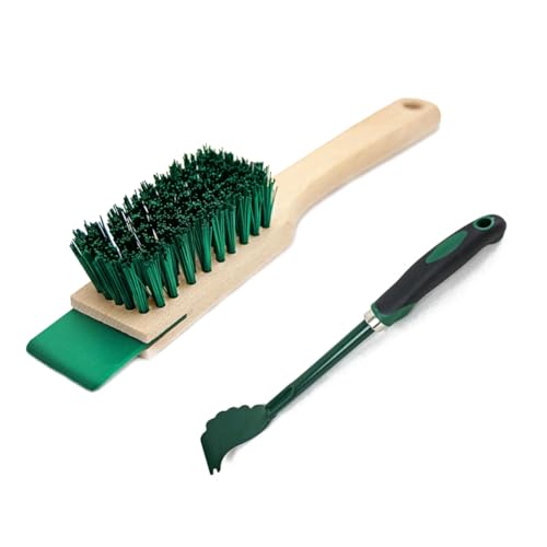 Uxsjakjsd Mähdeckschaber mit Ergonomischem Schaber mit Langem und Bürste mit Harten Borsten, Reinigungswerkzeug für die Gartenarbeit von Uxsjakjsd