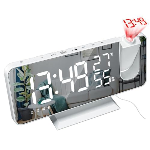 Uxsjakjsd Multifunktionsfunk-Projektion Takttemperatur und Luftfeuchtigkeit LED Mirror Digital Radio Home Verwenden Electronic Digital A von Uxsjakjsd