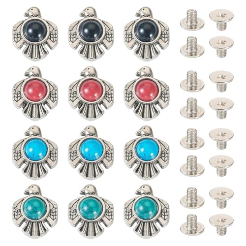 Uxsjakjsd Premium 16-PCs Faux-Turquoise -Münznieten, Leichtmetall-Schraubpflichten für Lederarbeiten von Uxsjakjsd