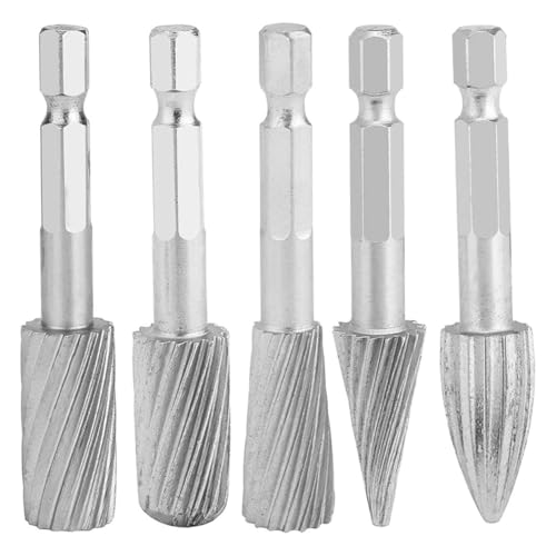 Uxsjakjsd Rotationsfeile, 5 Stück 1/4-Sechskantschaft-Frässtifte Aus Schnellarbeitsstahl, Rotationsfeilen-Werkzeuge für Aluminium- und Eisenbeschläge Uxsjakjsd Rotationsfeile, 5 Stück 1/4-Sechskantschaft-Frässtifte Aus Schnellarbeitsstahl, Rotationsfeilen-Werkzeuge für Aluminium- und Eisenbeschläge von Uxsjakjsd