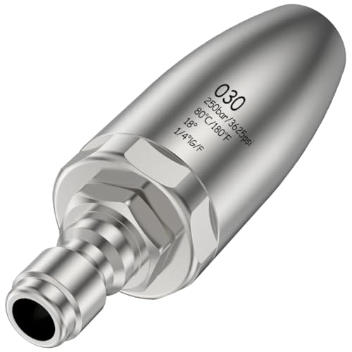 Uxsjakjsd Turbo-Düse für Hochdruckreiniger, Rotierend für Heißes und Kaltes Wasser mit 1/4 Schnellkupplung Aus Edelstahl, 3625 PSI von Uxsjakjsd