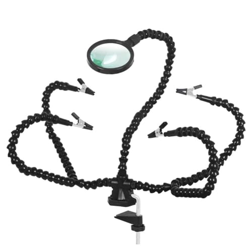 Uxsjakjsd USB-Lötstation mit 3X-Vergrößerung LED-Beleuchtung, Flexiblen Armen, Tischklemme 3X-Vergrößerung Lötstation Schweißreparaturwerkzeug A von Uxsjakjsd