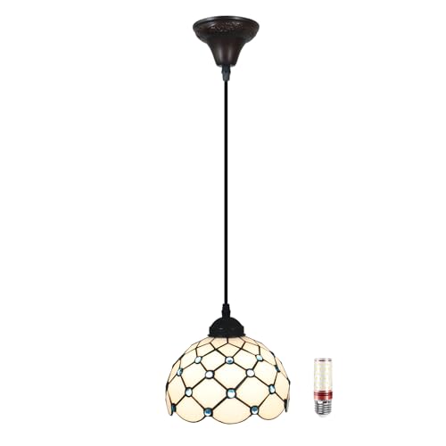 E27 Vintage Hängelampe, Tiffany Style Pendelleuchte, Hängend Pendant Light, Deckenleuchte für Esszimmer Cafe Bar, Modern Esszimmer Hängeleuchte von Uziqueif