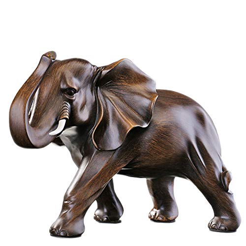 Elefanten Deko Figuren, Afrika Deko Skulptur，Elefant für Fensterbank Schlafzimmer Wohnungs Modern，Holzmaserung Polyresin Statue，Uziqueif Wohnzimmer Dekoration von Uziqueif