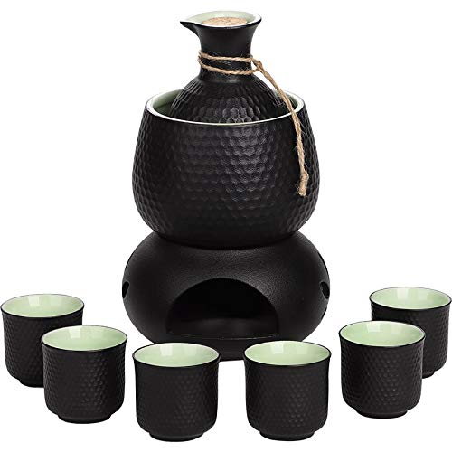 Japanisches Geschirr Sake Set,Traditionelles Japanisches Porzellan FüR HeißE Sake-GeträNke,Traditionellen Keramik Japanischen Stil Sake-Servierset,9pcs von Uziqueif