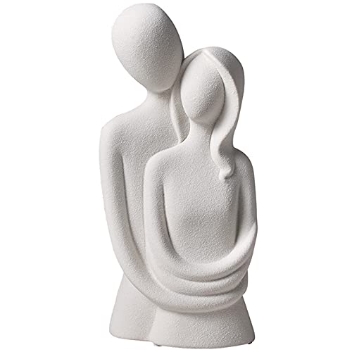 Moderne Skulptur Paar Deko Figur - Stilvolles Symbol Für Liebe Und Zuneigung Aus Keramik - Abstrakte Kunstverzierung - Deko Gut Als Geschenk-Idee Geeignet,Weiß,Couple Statue A von Uziqueif