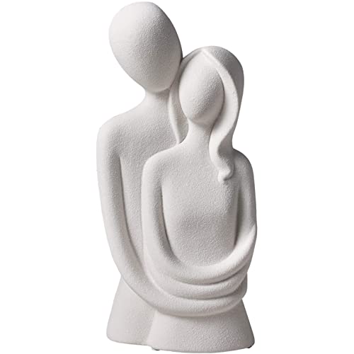 Uziqueif Abstrakte Skulptur Paare Deko Figuren, Modern Kunst Wohnzimmer Deko Skulpturen, Couples Umarmt Keramik Statue Für Dekoration Wohnung, Geschenk,Weiß,Embrace von Uziqueif