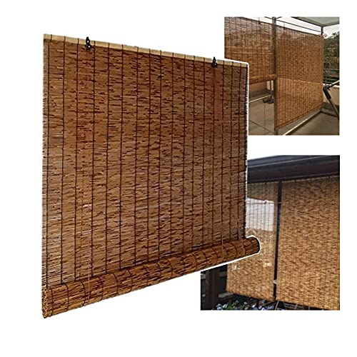 Uziqueif Bambus Sichtschutz, Balkon Sonnenschutz Bambusrollo Outdoor Vorhänge mit Lifter, Atmungsaktiv Jalousien Fenster Bambusvorhang, für Außen/Innen,L130CM x W300CM von Uziqueif