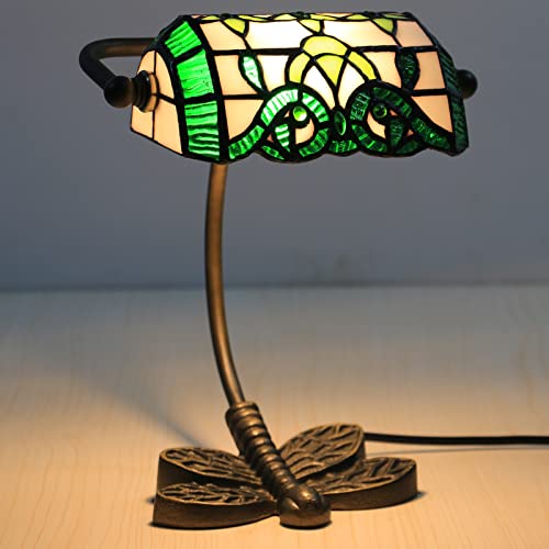 Uziqueif Bankerlampe, Vintage Bankers Lampe, Tiffany Style Tischlampe, Lampenschirm Glas, Metall Basis, Tischleuchte Für Büro, Nachttischlampe von Uziqueif