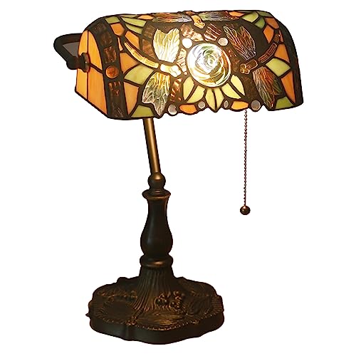 Uziqueif Bankerlampe, Vintage Bankers Lamp, Tiffany Style Tischlampe, Lampenschirm Glas Schreibtischlampe, mit Leuchtmittel von Uziqueif