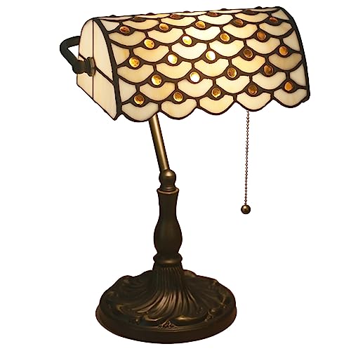 Uziqueif Bankerlampe Vintage, Tiffany Banker Lamp, Tischleuchte, Bürotischlampe, Lampenschirm Aus Glas, Nachttischlampe Für Schlafzimme von Uziqueif