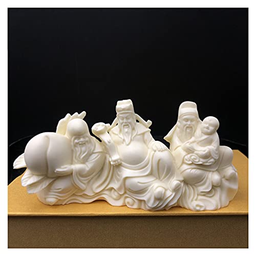 Uziqueif Chinesische Feng Shui Deko - Fu Lu Shou Statue Buddha Figur Skulptur Skulpturen Steht für Reichtum, Glück und Langlebigkeit für Home Office Dekoration, Geschäftseröffnung Glück Geschenk,Weiß von Uziqueif