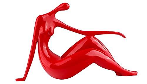 Uziqueif Frau Körper abstrakte Skulpturen Home Decor Modern,Yoga Girl Woman Statuen Figuren Skulpturen Modern Home Desktop Dekoration, Tischskulptur, TV-Ständer Dekorationen für Wohnzimmer,Red b,shiny von Uziqueif