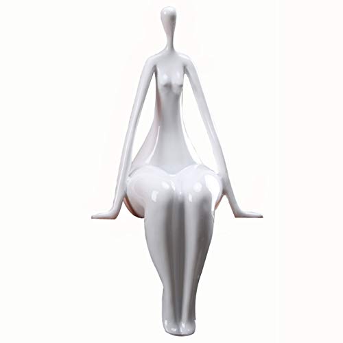 Uziqueif Frau Skulptur Statue Figuren Yoga Arts Geschenk Polyresin Deko, Handgefertigte Abstrakte Skulpturen, Desktop-Kunsthandwerk, Höhe 37cm von Uziqueif