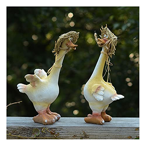 Uziqueif Gartendeko Tierfigur Teichfigur Entenfamilie Happy Huhn Ente Family Ornamente Dekofigur Skulptur FüR Garten Balkon Hochzeit Deko von Uziqueif
