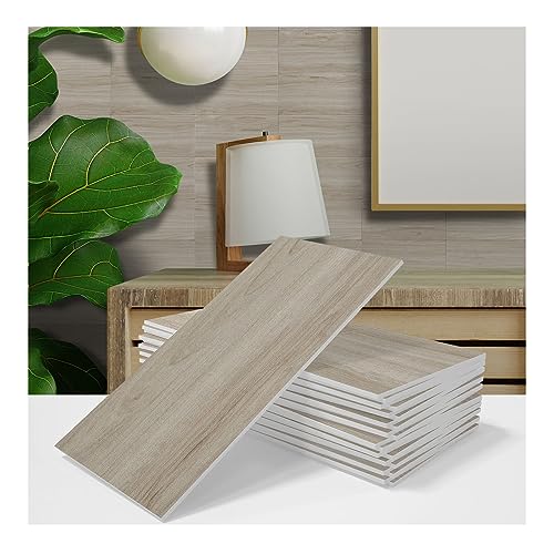 Uziqueif Holzmaserung Matt Fliesenaufkleber Wandsticker 20x10 cm, Selbstklebende Fliesensticker Wandfliese Sticker für Küche, Badezimmer, Möbel, wasserdicht, ölbeständig,Beige 46,64pcs von Uziqueif