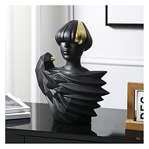 Uziqueif Mann/Frau Skulptur Dekoration Ornament Prunkstück Figur - Moderne Kunst Abstraktes Harz Schnitzen Statuen Für Zuhause, Wohnzimmer, Büro Und Dekor,Ladies Black Gold von Uziqueif