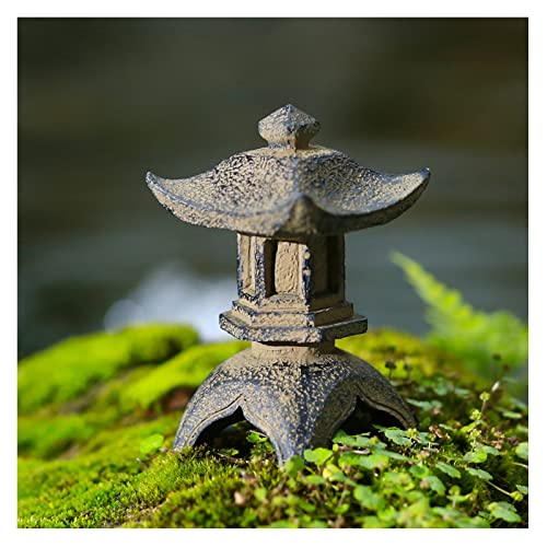 Uziqueif Mini Pagode Garten Statue - Japanischer Stil Harz Zen Garten Miniatur Steinlaterne Gartendeko Ornament für Aquarium Bonsai Micro Landschaft Dekoration,Stone Pavilion von Uziqueif