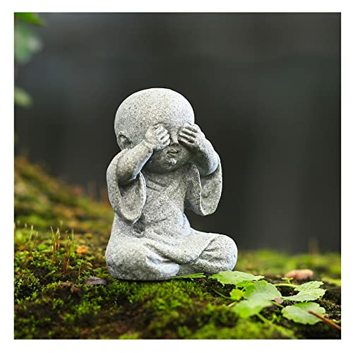 Uziqueif Mini Zen Garten Statue Accessoires, Miniaturharz Handwerk Kleines Boot Pagode Brücke Buddha Figur für Landschaft Ornament DIY Puppenhaus Garten Dekor Heimdekoration,Don't Look von Uziqueif
