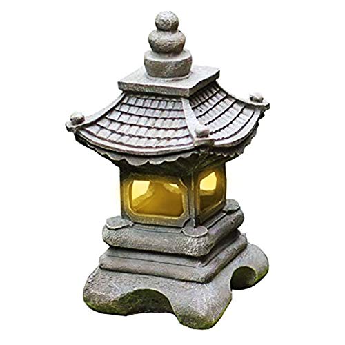 Uziqueif Outdoor Japanische Tachi-Gata-Stil Solar Zen Garten Lichter Laterne Pagode Licht Solar Boden Garten wasserdichte Harz Lampe Statue Bauernhaus Balkon Kreative Dekoration Lampe, 17 * 34cm von Uziqueif