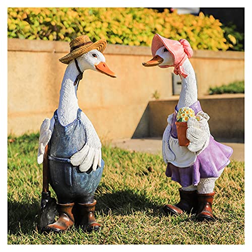 Uziqueif Polyresin Ente - Gartendeko Tiere - Gartenfiguren - Gartenfigur Kunstharz Gartendekoration Dekofigur von Uziqueif
