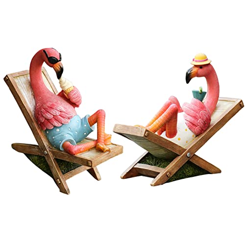 Uziqueif Rosa Flamingo Figur Garten Statue - Harz Flamingo Skulptur Garten Dekoration Hofdekorationen Geschenke für Den Außenbereich, Rasen, Garten, Hof Dekor, Landschaft,1 Pair von Uziqueif