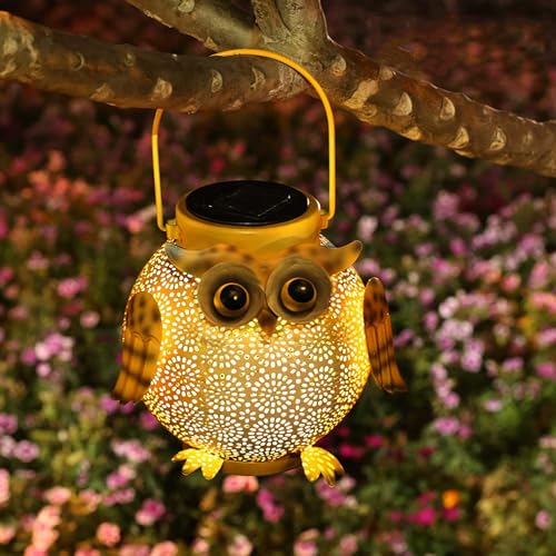Uziqueif Solarlampen Für Außen Hängend, Garten Deko Eule Solarlaterne, Laternen Für Draußen Wetterfest, Solar Für Gartenleuchten, Solar Laterne Outdoor, Deko Balkon,1 PCS von Uziqueif