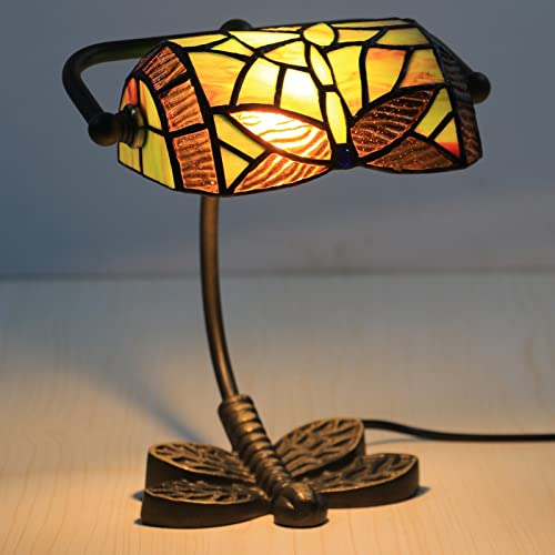 Uziqueif Tiffany Banker Lamp, Bankerlampe Schreibtischlampe Retro Vintage Tischleuchte, BüRotischlampe, Lampenschirm Aus Glas, Nachttischlampe Für Schlafzimme von Uziqueif