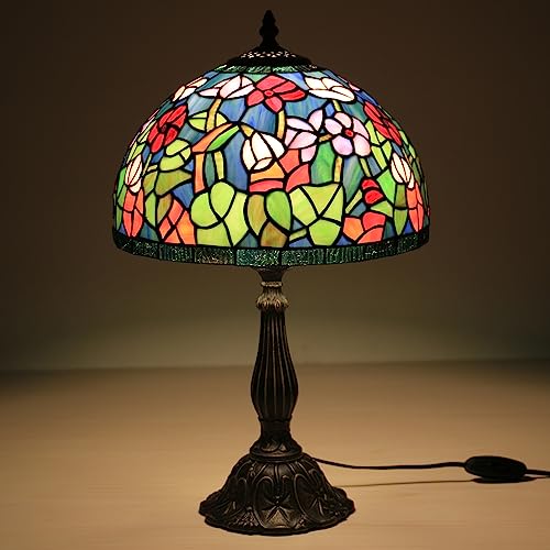 Uziqueif Tiffany Lampe, 12 Zoll tischlampe Vintage, Handcraft Stained Glass lamp, Tischlampen für Schlafzimmer Nachttischlampe Arbeitszimmer Office, Mit Birne,B von Uziqueif