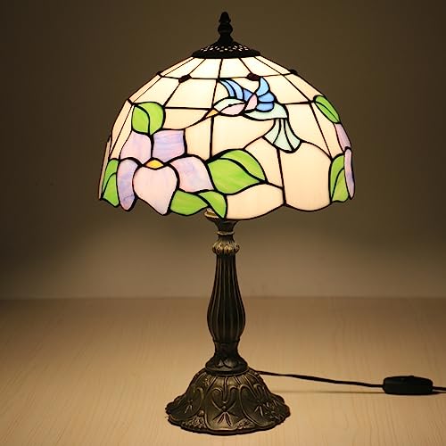 Uziqueif Tiffany Lampe, 12 Zoll tischlampe Vintage, Handcraft Stained Glass lamp, Tischlampen für Schlafzimmer Nachttischlampe Arbeitszimmer Office, Mit Birne,F von Uziqueif