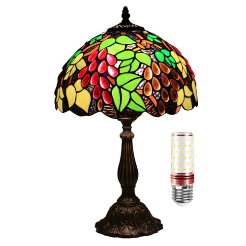 Uziqueif Tiffany Style Tischlampe, 12 Zoll Tiffany Lampe, Dekorative Tischlampe Wohnzimmer, Nachttischlampe Für Schlafzimmer, Buntglas Lampe, Metallsockel, Mit Birne,W von Uziqueif