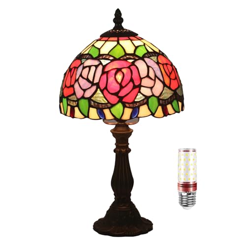 Uziqueif Tiffany Style Tischlampe, 8 Zoll Tiffany Lampe, Vintage Buntglas Lampen, Tischlampen Für Wohnzimmer Schlafzimmer Nachttischlampe Büro von Uziqueif