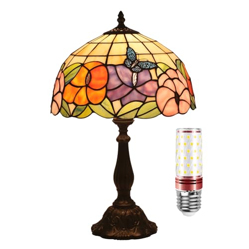 Uziqueif Tiffany Tischlampe, nachttischlampen für Schlafzimmer, Vintage Tiffany lamp,Tischlampen für Schlafzimmer Nachttischlampe Arbeitszimmer Office, Mit E27 LED Birne,D von Uziqueif