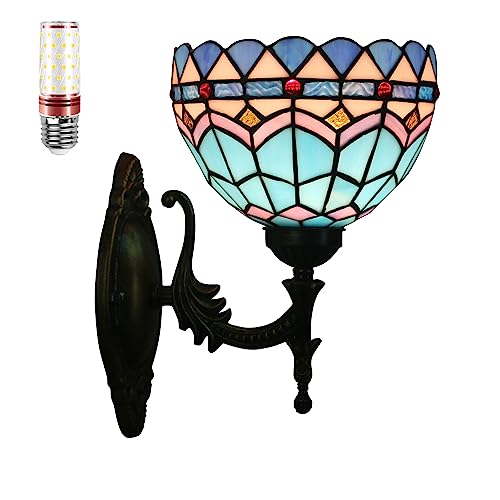 Uziqueif Tiffany Wandlampe, Wandleuchte Innen Vintage Wandlampe, Treppenhaus, Schlafzimmer, Wohnzimmer Wandleuchten aus Glas,T von Uziqueif
