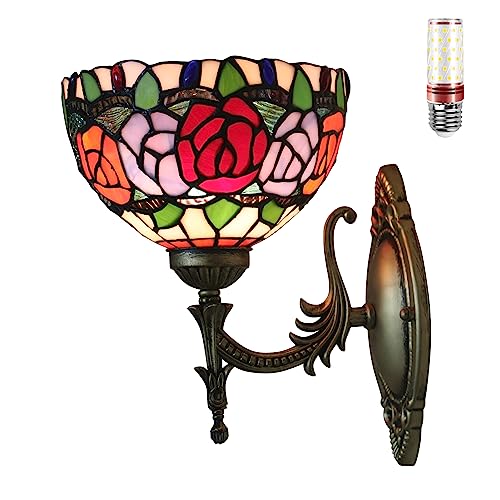 Uziqueif Tiffany Wandlampe, Wandleuchte Innen Vintage Wandlampe, Treppenhaus, Schlafzimmer, Wohnzimmer Wandleuchten aus Glas von Uziqueif