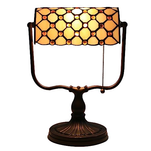 Uziqueif Tischlampe Grün, Tiffany Tischlampe, Schreibtischlampe Retro, Lampenschirm Aus Glas, Bürotischlampe, Nachttischlampe Für Schlafzimme,F von Uziqueif