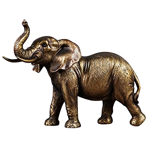 Uziqueif Vintage Bronze Effekt Harz Elefant Ornament Figur Figur Statue Skulptur Dekorativ, Glück Reichtum Große Elefanten Ornamente Feng Shui Home Desktop Dekoration Geschenk,20x10.5x15cm von Uziqueif