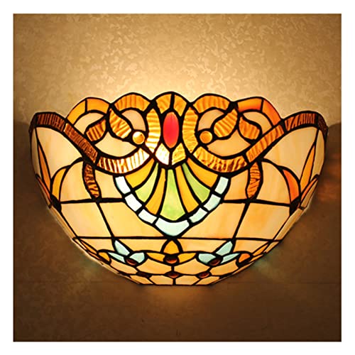 Uziqueif Wandlampe Wandleuchte Im Tiffany-Stil, Barocker Glasmalerei Wandlicht Innen Nachttischlampe für Wohnzimmer Schlafzimmer Büro Bar Wandbeleuchtung,Baroque von Uziqueif