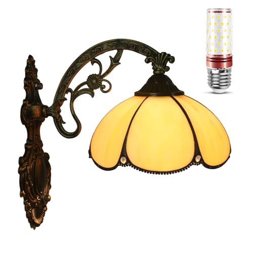 Uziqueif Wandleuchte Innen, Tiffany Wandlampe Wandlichter mit Glühbirne, Flurlampen Nachttischlampe für Wohnzimmer Schlafzimmer Badezimmer, Yellow d von Uziqueif