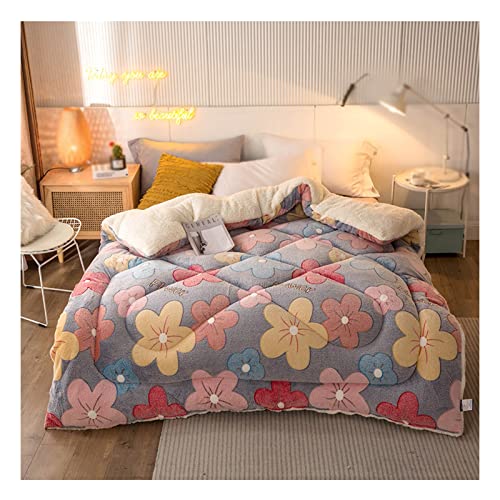 Uziqueif Winterbettdecke, Super warm Lamm-Steppdecke, 2,5-5 kg Winter-Decke Doppelseitige Fleece-Steppdecke, Verdickt Warm Plüsch-Decke Einfarbig Daunendecke,Grau,150×200cm(2.5kg) von Uziqueif